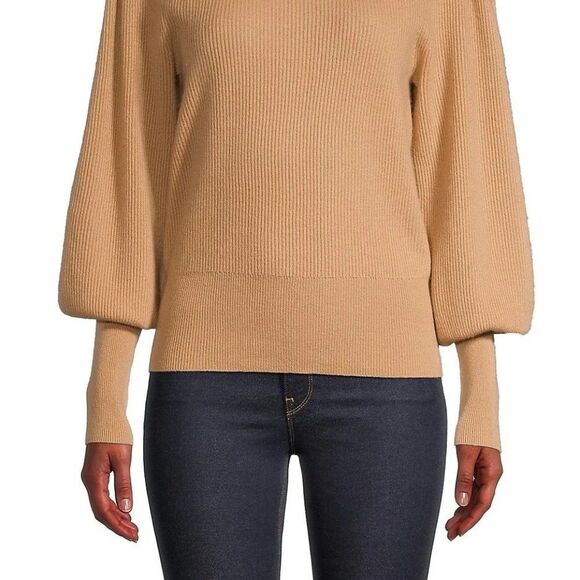 NEW En Thread Knit Puff-Sleeve Sweater BALASAM TAN - Picture 2 of 5